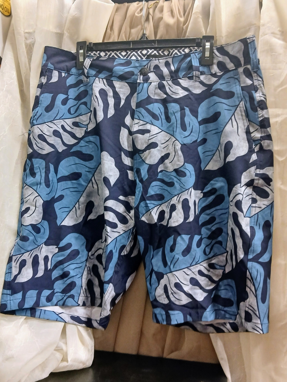 Men's Blue Leaf Print Swim Shorts